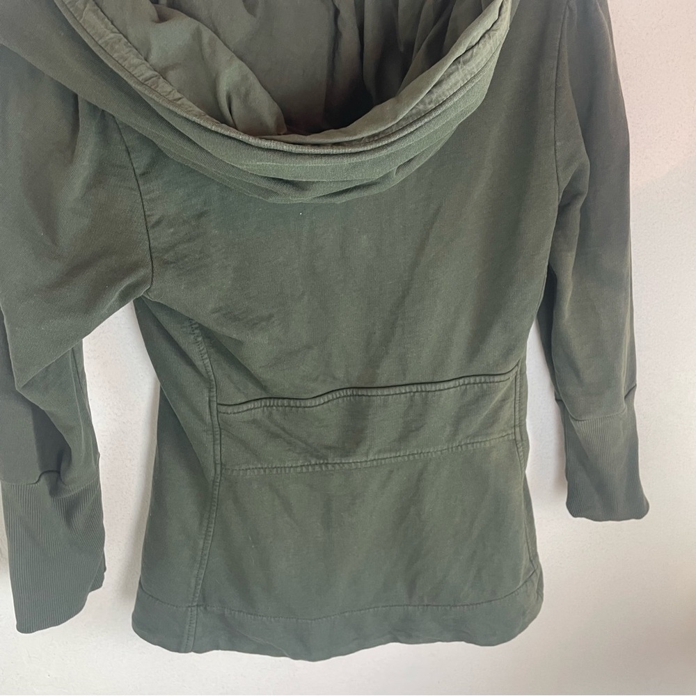 Olive Green Women's Zip Hoodie Sweatshirt - Picture 4 of 16